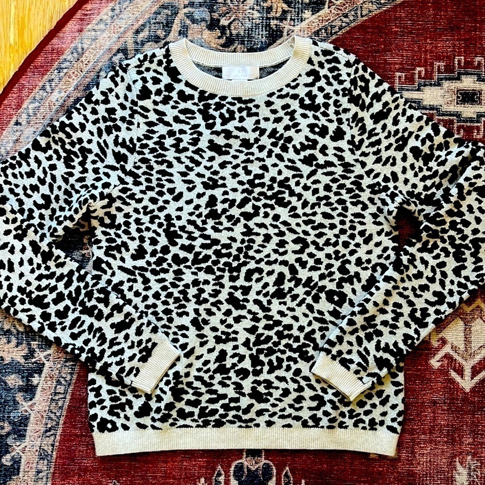RACHEL PARCELL Crewneck Leopard Print Knit NWT Size Medium - Picture 2 of 13